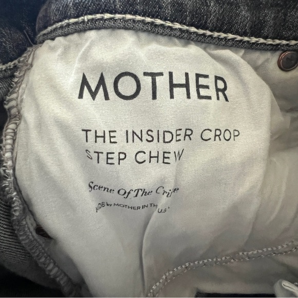 MOTHER Insider Crop Step Chew Distressed Gray Jeans Sz 28 - Picture 5 of 6